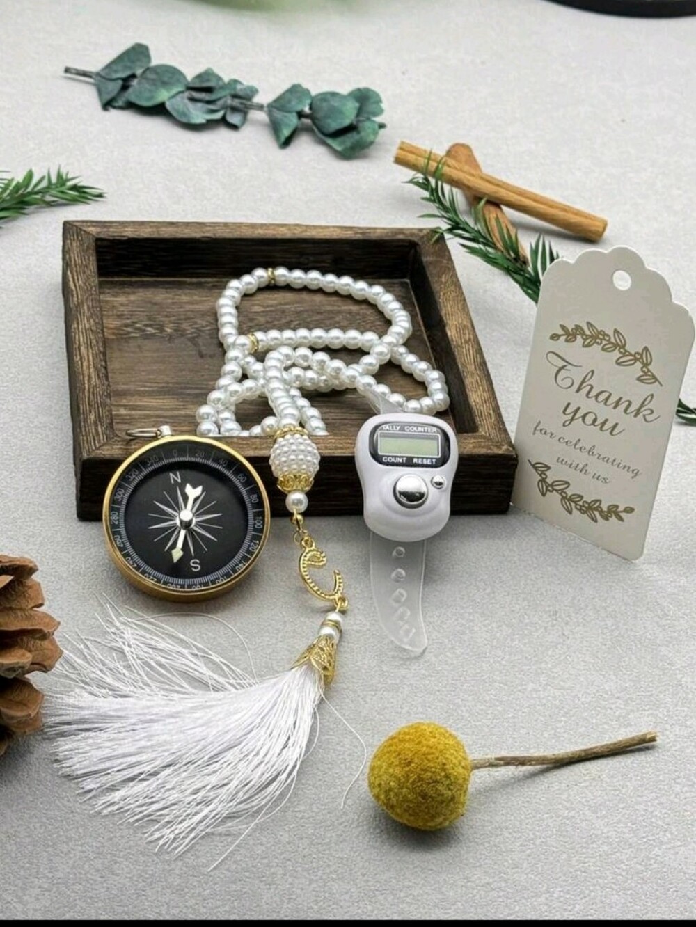 💜Purple Beaded Tassel Lanyard with Digital Counter and Compass - Picture 3 of 3